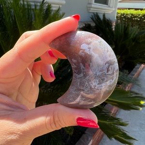 Purple Blue Moss Agate Crescent Moon Carving